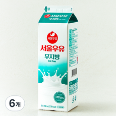 서울우유 무지방 우유, 6개, 900ml