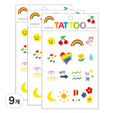 Petit 迷你紋身貼紙 TS017, 彩虹, 9個
