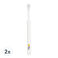 PiYOPiYO 黃色小鴨 幼兒整體口腔牙刷 刷毛尖端特殊研磨 不傷齒齦及琺琅質 小巧刷頭 1歲以上適用, 白色, 1入, 2支