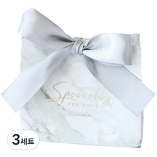 도나앤데코 답례품포장 사각 미니 상자 L 10p + 실버리본 10p, 그레이마블, 3세트