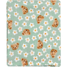 BEBE CHOUETTE 夏季涼感人造絲午睡被, 花朵小熊款(薄荷綠)