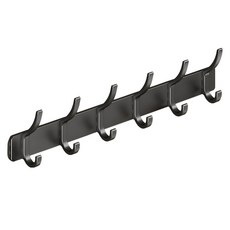 AHOYE 壁掛免釘高低雙排無痕掛勾 多功能門後掛衣架 牆面排勾, 黑色, 1個