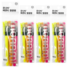 monAmi Essenti Bright 螢光筆 3色組, 粉紅色 + 橘色 + 黃色, 4個