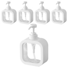 JMEAL 方形透明按壓瓶 500ml, 5個, 白色