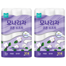 mona LISa. 棉柔天然紙漿3層高級捲筒衛生紙, 25m, 2個, 30入