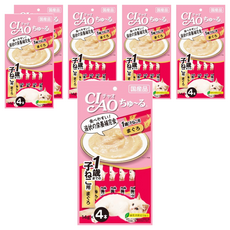 INABA CIAO 啾嚕 肉泥 1歲幼貓用, 日本國產, 條狀包裝方便餵食, 綠茶除臭成分配方, 鮪魚, 56g, 6袋