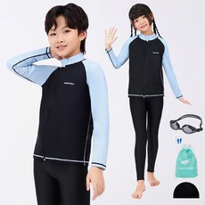 aquatica 兒童防曬衣水上緊身褲2件式一般泳鏡5件組套裝 AQAJJ451+415