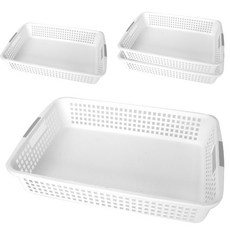 데코 다용도 직사각 바구니, 화이트, 4개