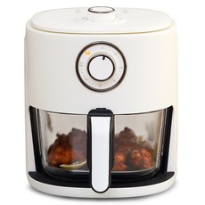 BRUnO 旋鈕式玻璃氣炸鍋 3.8L, AFG-2412M, 米色