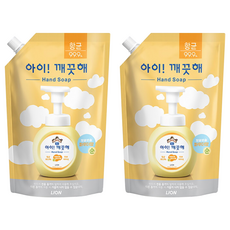 LION 獅王 趣淨 韓國原裝進口 泡泡洗手慕斯補充包 嬰兒爽身粉香, 600ml, 2包