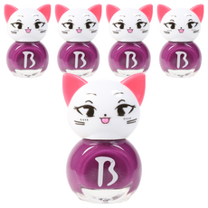 바블리 키즈네일 냥이 스티커형식 어린이매니큐어, 퍼플핑, 5개