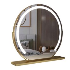 LED半圓化妝鏡 50插電+聲控 金屬鏡框+高清鏡 12V, 金色