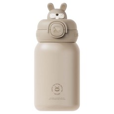 zoyzoii 茁伊 森林系列 E8兒童保溫杯, 乖巧暴牙兔 棕灰色, 450ml, 1個