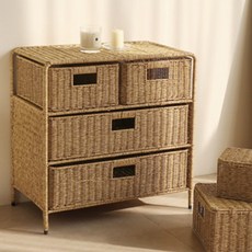 네이쳐리빙 VER 2 데이지가든 라탄 와이드 모듈선반 수납장