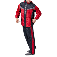 DongShen 東伸 9-2 鷹眼兩件式外套雨衣, 高反光標識, 雙層手袖, 高領設計, XL, 紅色