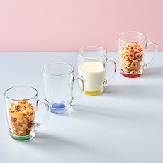 루미낙 레인보우 강화 유리 머그 4p 세트 320ml, 혼합색상, 1개