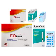 아큐첵 액티브 혈당측정 검사지 100p + 콕 소프트 란셋 채혈침 100p + SD 소독용 알콜솜 100p, 3세트