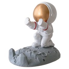 名仕 太空人造型手機座 太空人生活動造型 月球表面厚底座, 灰色 + 白色 + 紅色 款式隨機, 1個