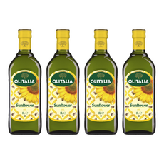 OLITALIA 奧利塔 頂級葵花油, 義大利原裝進口, 品質安全的食用油, 不飽和脂肪酸88%, 中高溫烹調適用, 1L, 4瓶
