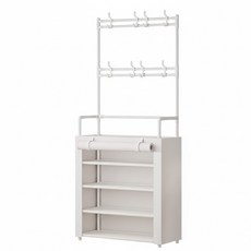 SHCJ 生活采家 落地型一體組合衣帽鞋架 含白布套 80 x 26 x 172cm, 白色, 1組