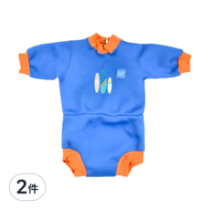 Splash About Happy Nappy Wetsuit 連身版游泳尿布褲 衝浪小子，舒適柔軟的 1mm 氯丁橡膠，帶柔軟的纖維羅紋, XL, 2件