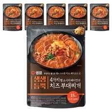 샘표 생생듬뿍 4가지 햄 소시지 베이컨과 치즈 부대찌개, 450g, 6개
