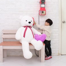 포근포근 스노우 큰곰인형 특대형 + 하트쿠션 랜덤 발송, 140cm, 화이트, 1개
