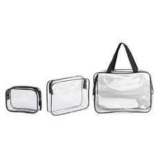 上手家居 拉鍊式防水收納袋3件組 - 化妝包大中小尺寸 PVC材質, 透明, 1組