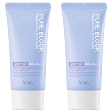 어퓨 퓨어 블록 내추럴 워터프루프 선크림 SPF50+ PA+++, 50ml, 2개