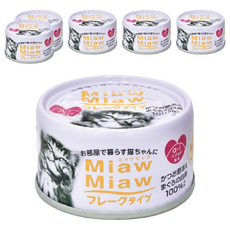 MIAWMIAW 妙喵 片狀貓罐頭，鮪魚白肉薄片，添加植物乳酸菌及寡糖，促進腸道健康和消化吸收, 鮪魚 + 柴魚, 70g, 6罐