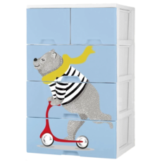 HOUSE 好室喵 溜溜熊收納櫃四層櫃(2+3)藍, 458 x 545 x 917mm, DWAK004-B