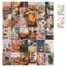 INART 牆面裝飾 復古小物 感性相片明信片 30p + 貼紙 48p 套組, 1套, Orange Life(明信片)