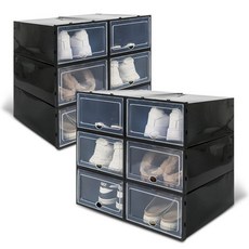 透明收納鞋盒 12入, 黑色的