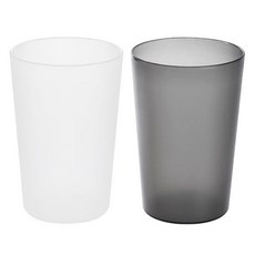 OMORY 無印風漱口杯 380ml容量 PP材質 柔軟安全耐用, 透明款, 2個