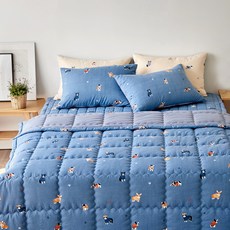 LaMonte 小狗圖案超細纖維四季薄被寢具組