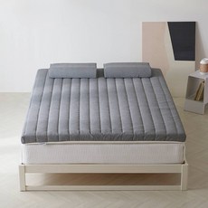 더코이즈 스마트 슬립 라텍스 토퍼 매트리스 5cm + 라텍스 베개 세트, 멜란지그레이