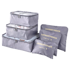 城市漫遊 旅行收納袋 Set, 灰色, 網格收納袋 大號:40x30x12cm+中號:30x28x12cm+小號:30x20x12cm. 平口袋 大號:35x27cm+中號:27x25cm+小號:26x17cm