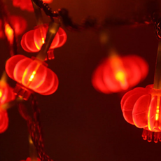 節慶佈置燈串 電池款 PVC+LED+銅線, 紅燈籠, 1組