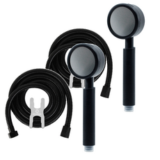 HOMEDAUM Monster蓮蓬頭+淋浴軟管2m+扳手組, 2組, 黑色