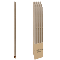 CLEAN 克林 台灣茶纖維斜口吸管 天然無毒 耐溫-20~95度 可作為肥料, 125支, 1包