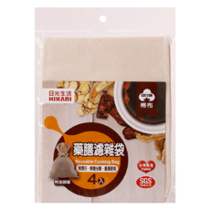 HIKARI 日光生活 藥膳濾雜袋 附送綁繩 Reusable Cooking Bag, 20 x 15cm, 4個, 1組