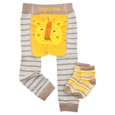 ZOOCCHiNi 可愛動物造型包屁褲襪, 膝蓋防滑設計, 附防滑襪 (6-39m), 12~18個月, 獅子