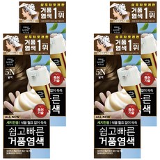 미쟝센 올뉴 쉽고 빠른 거품 새치전용 염모제, 5N갈색, 4개