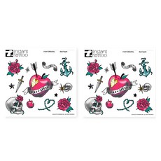 instant tattoo 紋身貼紙 壞蘋果款, 混合顏色, 2個