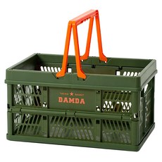 韓國 Damda Home 大摺疊購物籃 籃43.5 x 30.5 x 24cm + 蓋43.5 x 30.5 x 7cm, 軍綠色, 1個
