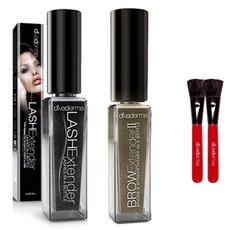 divaderme 睫毛增長液 + 眉毛增長液 卡布奇諾棕 + 紅色刷具 2件組, 1個, 睫毛 + 眉毛 + 刷具 2件