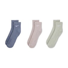 NIKE 耐吉 基本款短襪3雙組 U NK EVRY PLS CSH ANK 3PR 132 SX6890933, 粉色 + 藍色 + 綠色, 1組