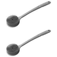 Saenghwalgongsik 溫和雙面矽膠沐浴刷, 灰色, 1入, 2個