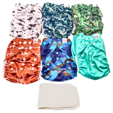 Mama Koala 嬰幼童成長型口袋式布尿布3.0套裝 3.6-18kg, 侏儸紀世界 多色, 6件