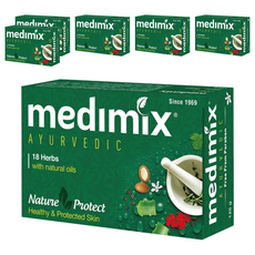 medimix 印度綠寶石皇室藥皂浴 美肌皂 經典皂 125g 含18種草本精華配方 深層清潔 適合油性肌, 6個